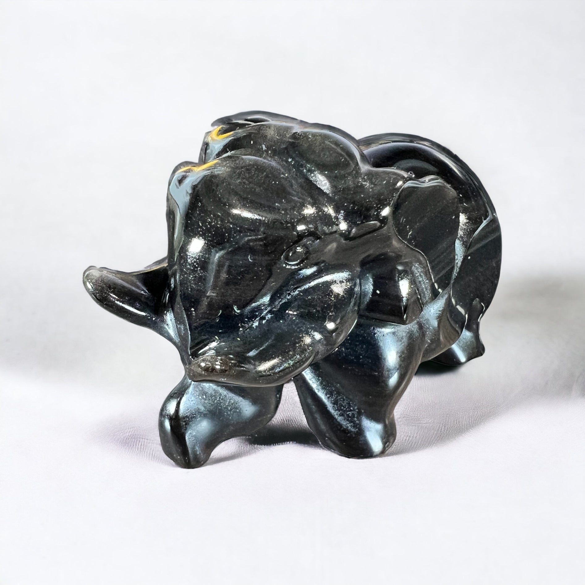 Silver Obsidian Elephant