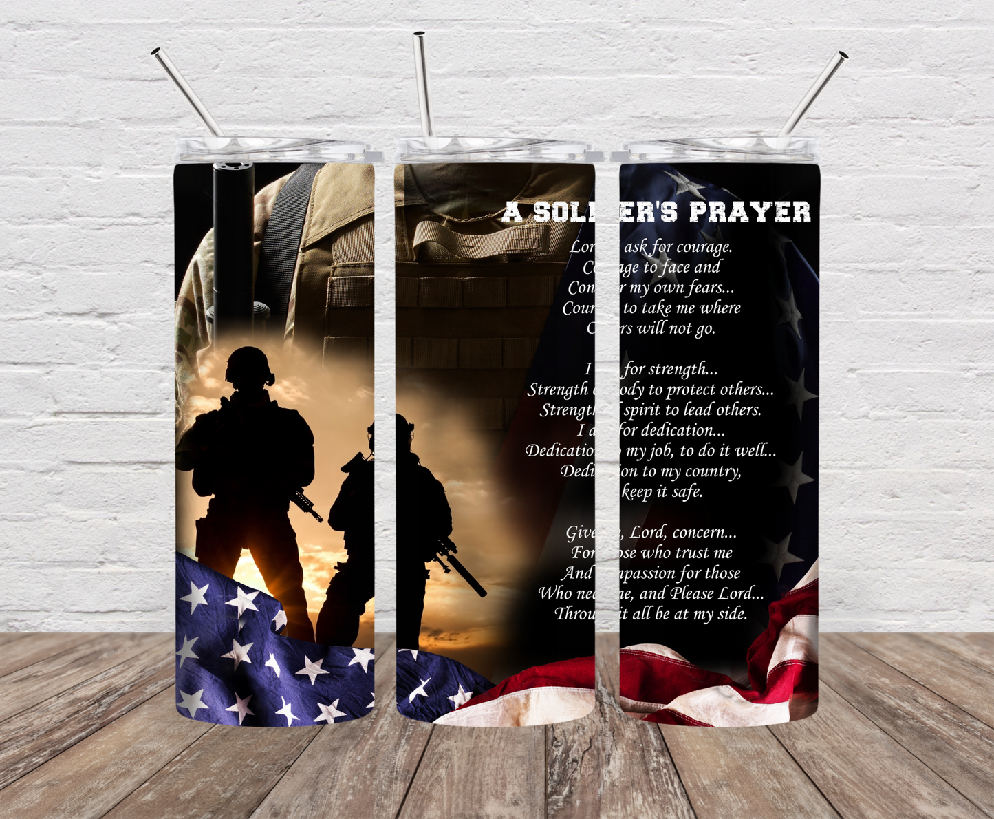 A Soldiers Prayer Skinny Tumbler