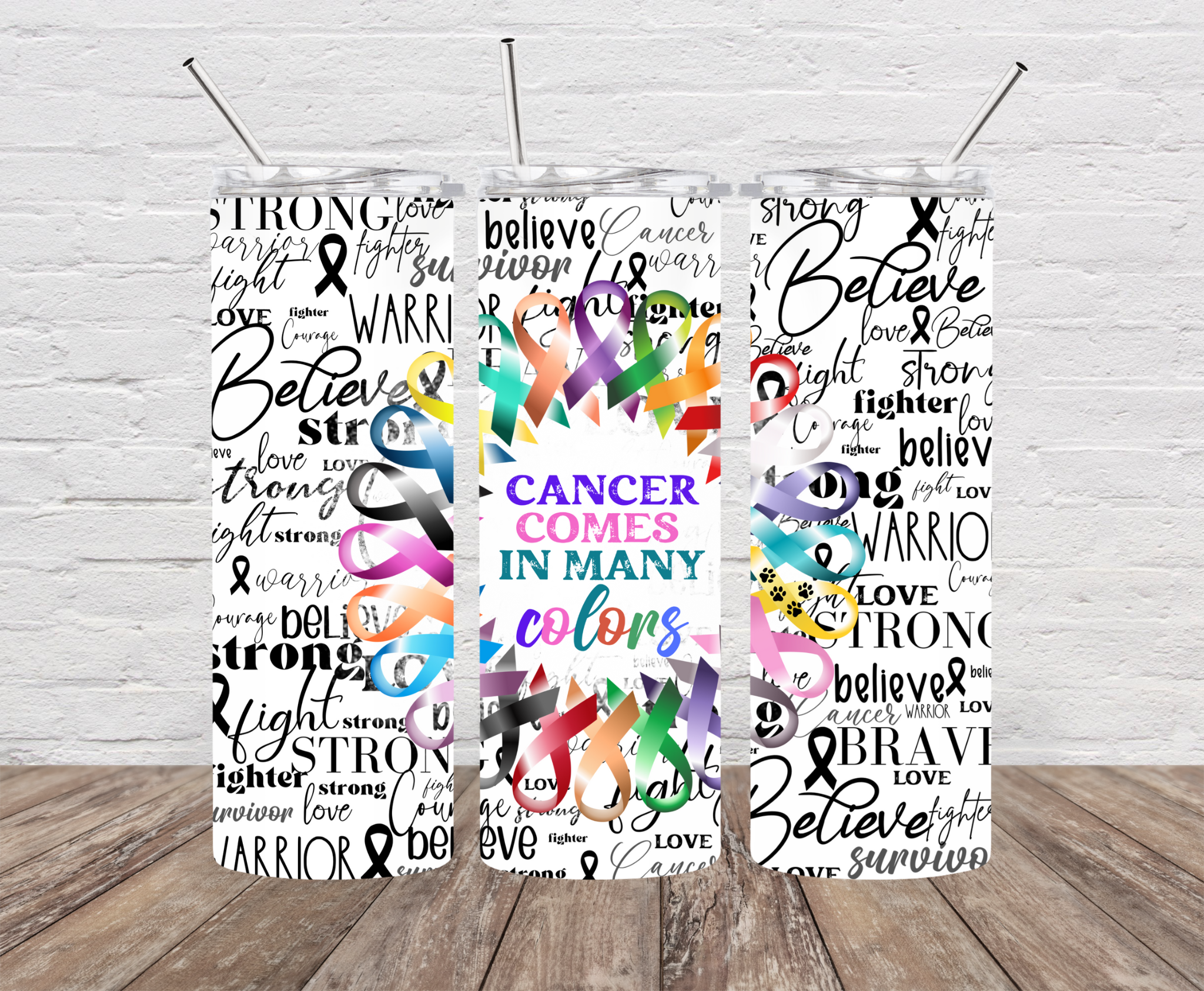 Cancer Comes in many Colors Skinny Tumbler