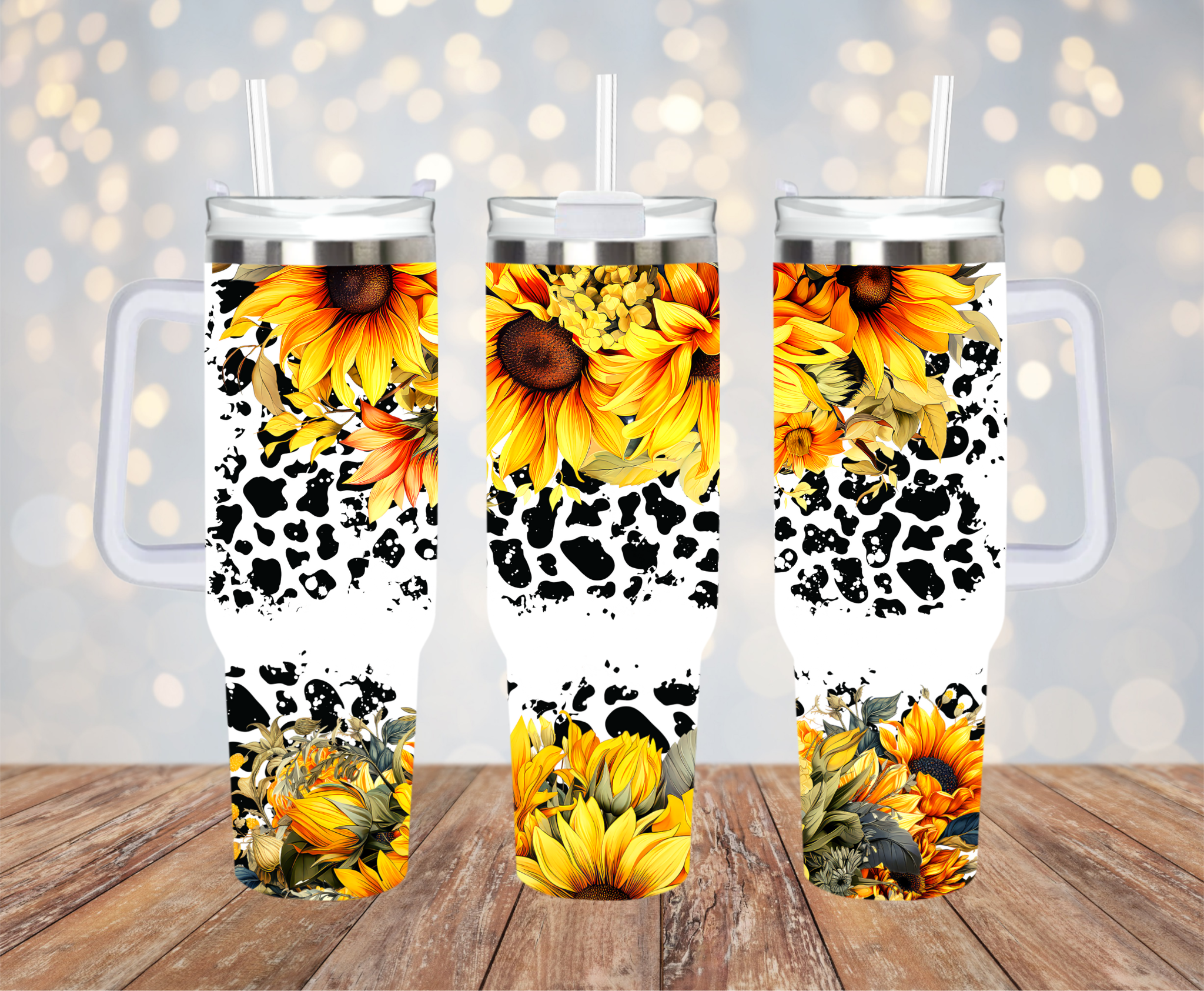 Cow Print Flowers 40oz Tumbler