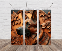 Wood Carved German Shepard Skinny Tumbler