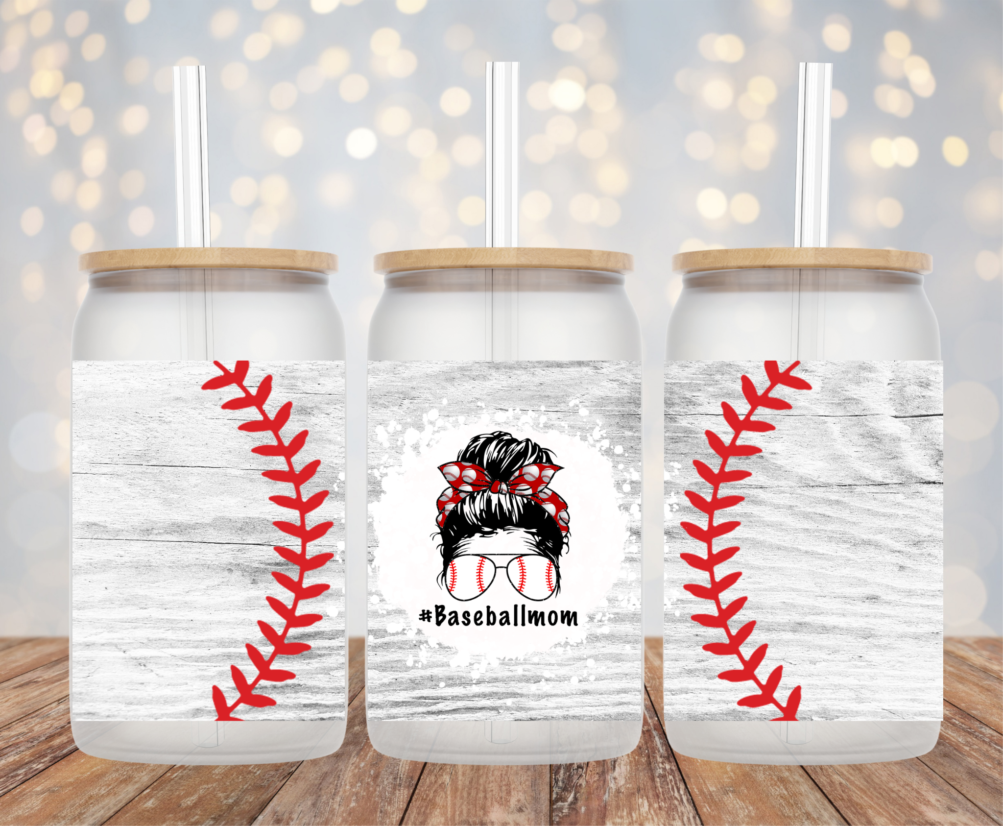 Baseball Mom Frosted Libby Glass