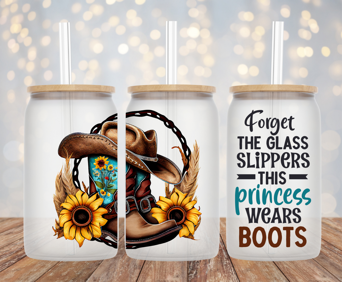 This Princess wears Boots Frosted Libby Glass